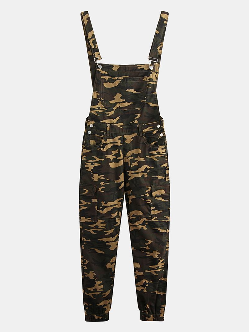 Herr Camo Tryckt Ankel Lång Elastisk Casual Jumpsuits Hängselbyxor