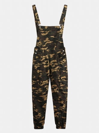 Herr Camo Tryckt Ankel Lång Elastisk Casual Jumpsuits Hängselbyxor