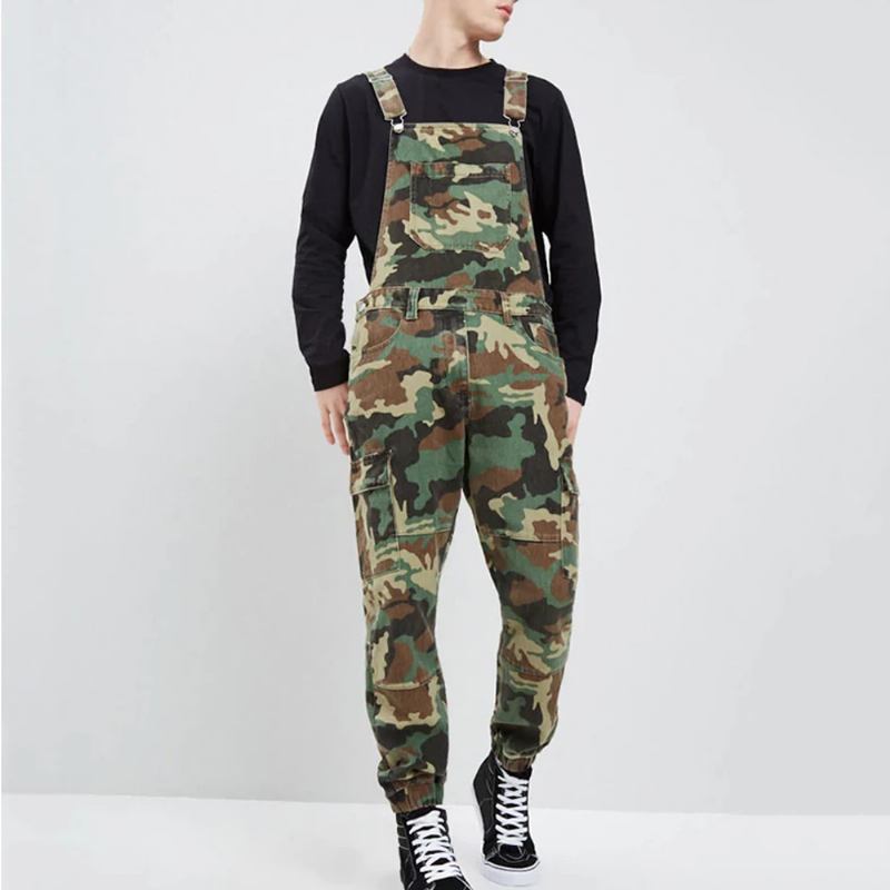 Herr Camo Tryckt Ankel Lång Elastisk Casual Jumpsuits Hängselbyxor