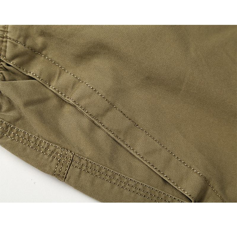 Herr Casual Raka Ben Lösa Byxor Enfärgad Elastisk Midja Multi Pocket-pants
