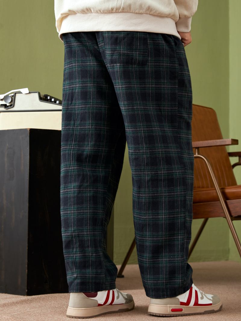 Herr Casual Retro Pläd Bottom Ankellånga Byxor