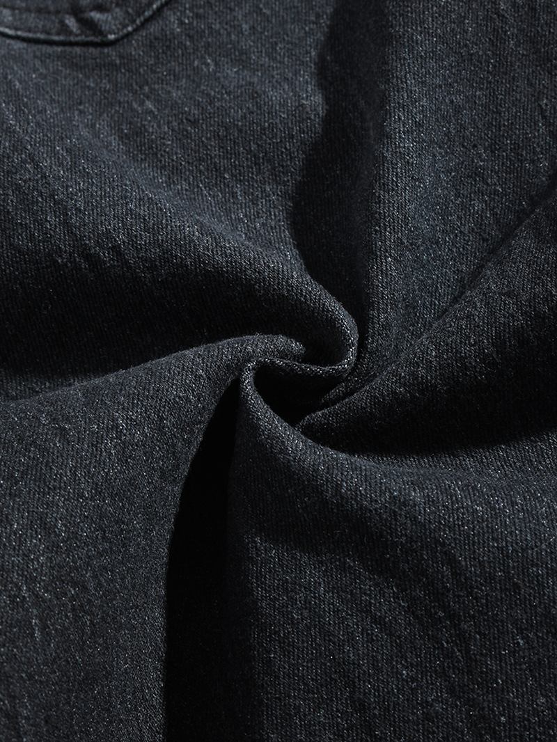 Herr Kontrast Sida Piping Patchwork Bomull Dragsko Jeansbyxor