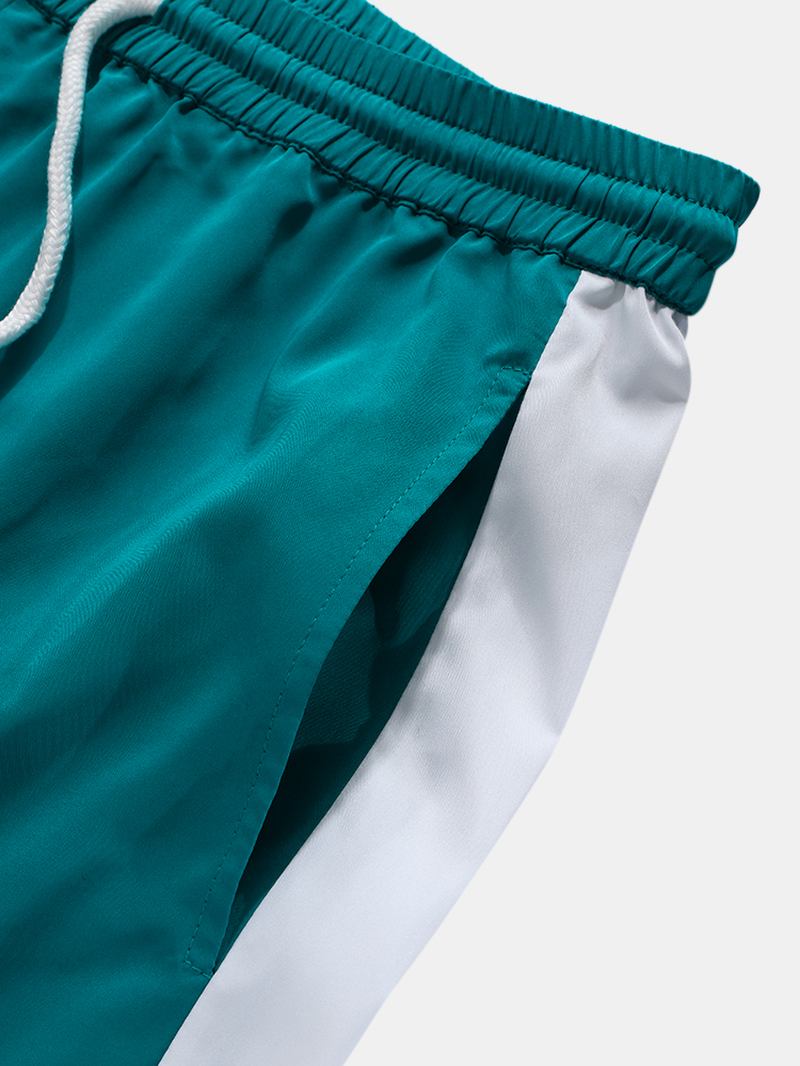 Herr Kontrast Side Stripe Lös Casual Dragsko Manschettbyxor