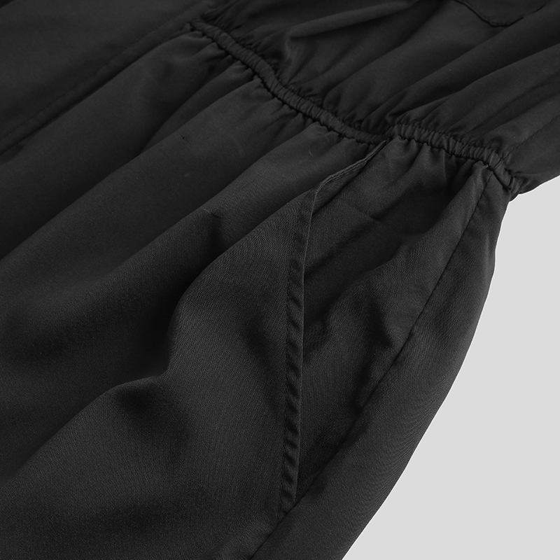 Herr Långärmad Romper Stativ Krage Jumpsuit Byxor Dragkedja Cargo Work Overall