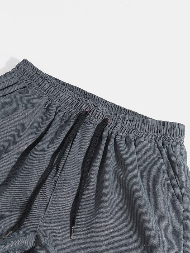 Herr Letter Corduroy Mid Waist Casual Byxor Med Ficka