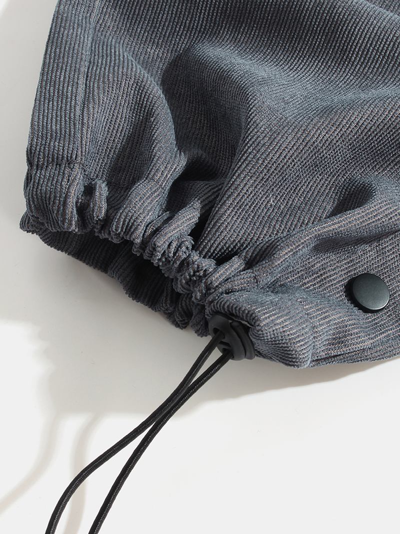 Herr Letter Corduroy Mid Waist Casual Byxor Med Ficka