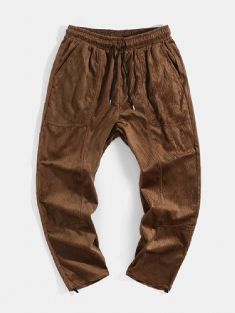 Herr Manchester Multi Pocket Elastisk Midja Dragsko Casual Byxor