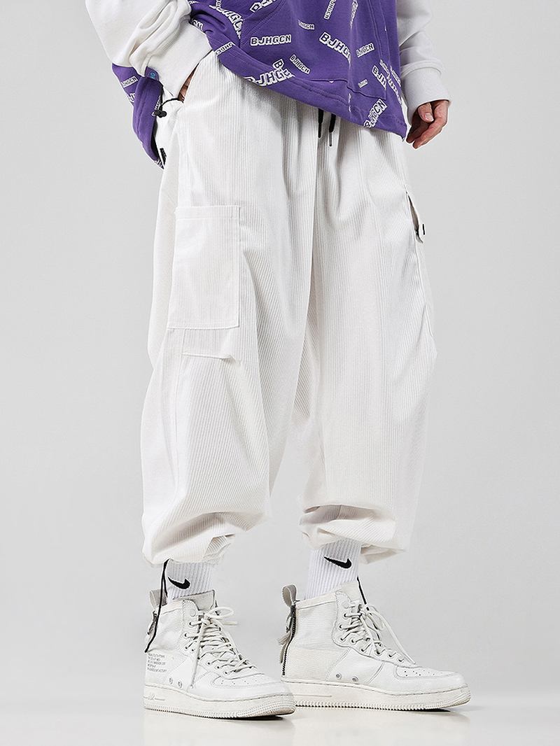 Herr Multi Pocket Dragsko Lös Justerbar Joggingbyxa