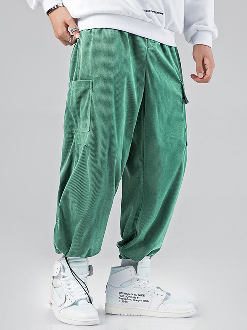 Herr Multi Pocket Dragsko Lös Justerbar Joggingbyxa