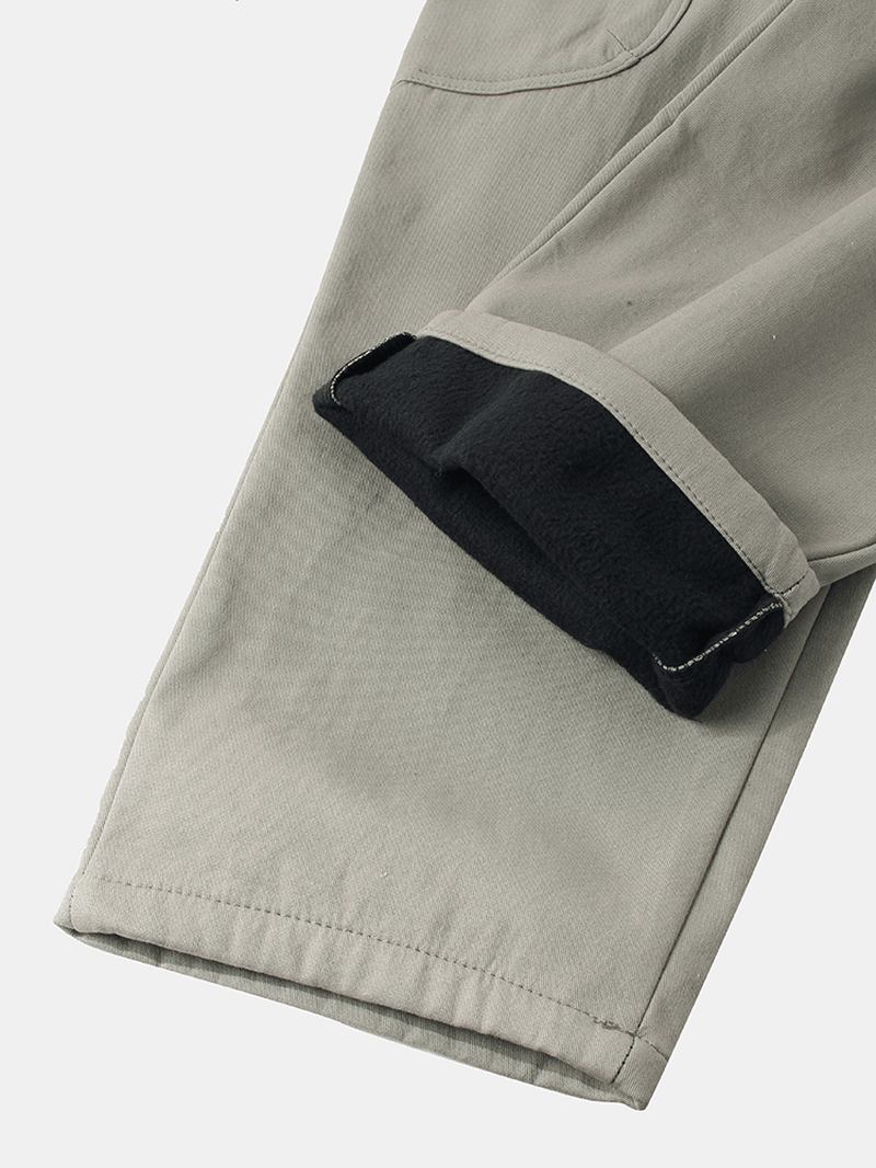 Herr Multi-pocket Tjock Varm Dragsko Midja Bomull Casual Harem Byxor