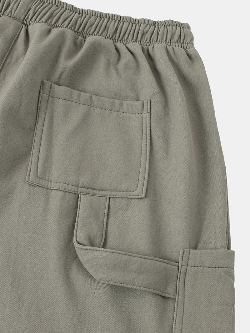 Herr Multi-pocket Tjock Varm Dragsko Midja Bomull Casual Harem Byxor