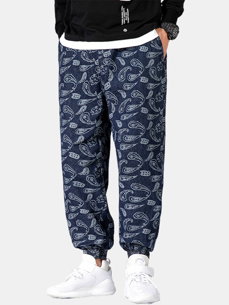 Herr Paisley Med Tryck Dragsko Etnisk Stil Joggingbyxor Med Ficka