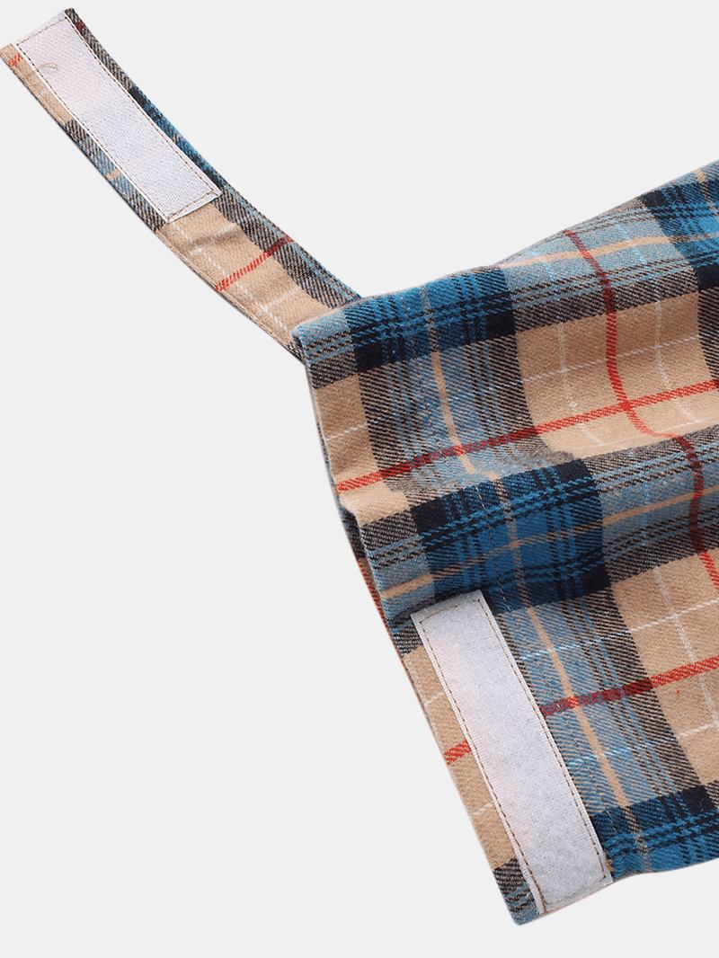 Herr Tartan Elastisk Midja Dragsko Magic Straps Manschett Joggerbyxor Med Ficka