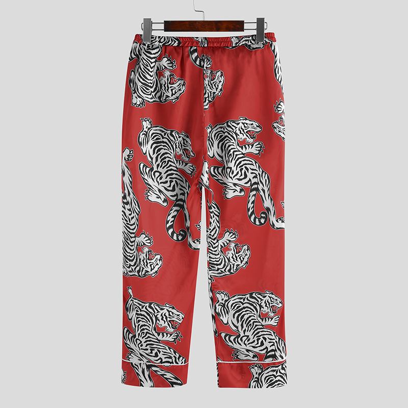 Herr Tigertryckta Långbyxor Casual Byxor