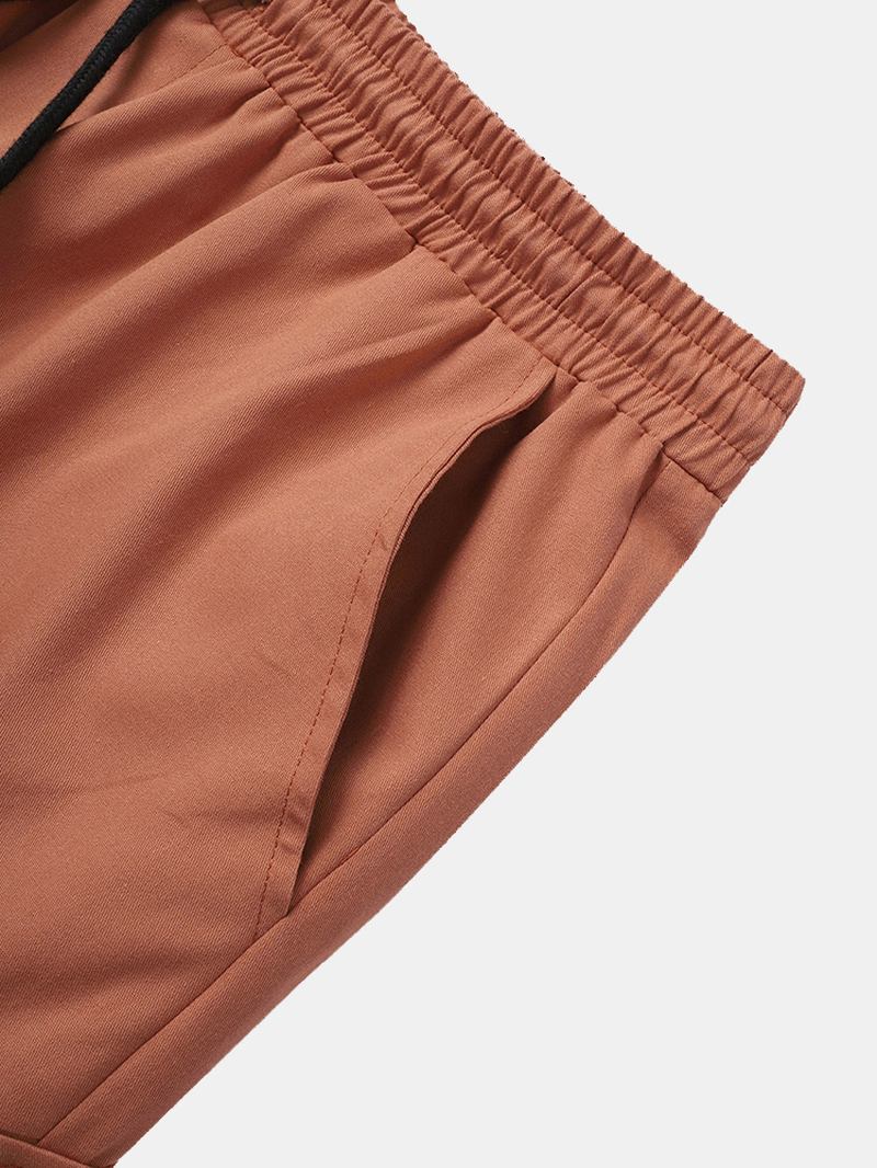 Herr Utility Enfärgad 100% Bomull Loose Cargo Pants