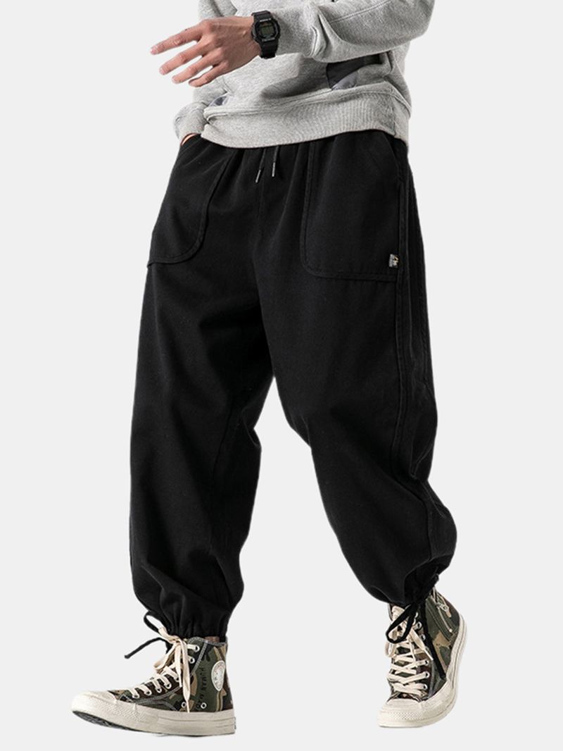 Herrmode Dragsko Ren Färg Elastisk Midja Casual Byxor