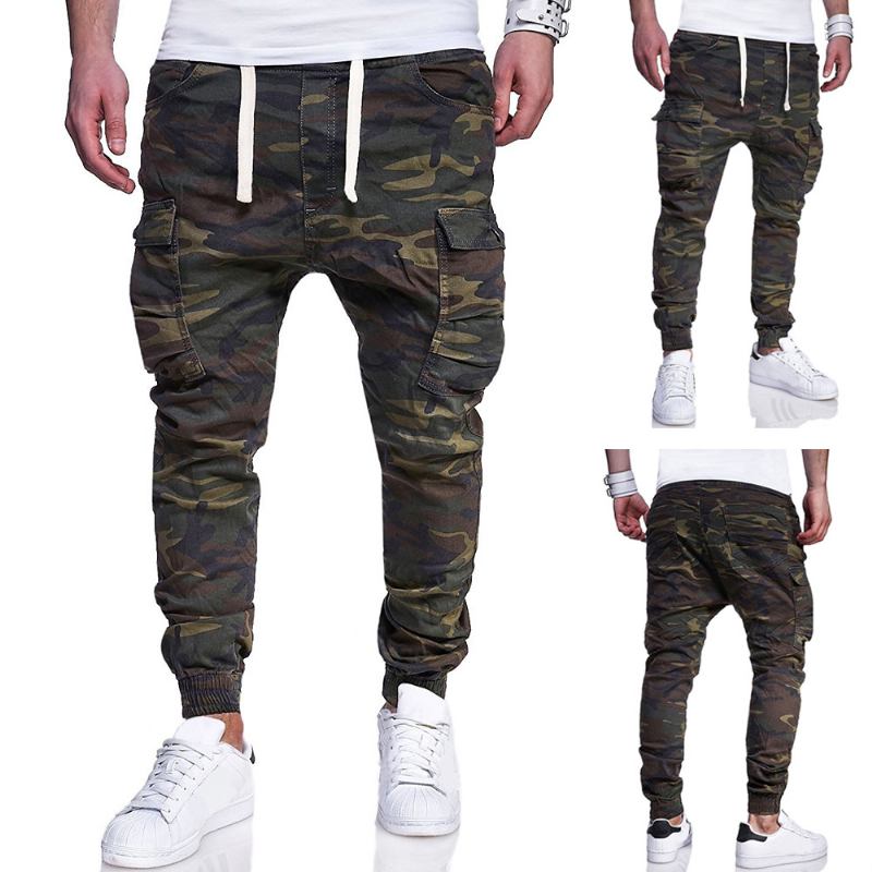 Herrmode Kamouflagetryckt Tether Belt Casual Byxor