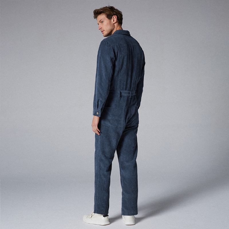 Herrmode Manchesterbyxor Dubbla Fickor Porfärg Casual Jumpsuit