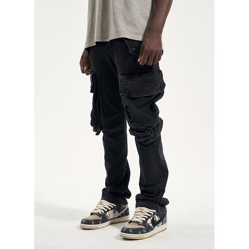 High Street Tvättade Och Slitna Multi-pocket Harem Shell Pants Herr