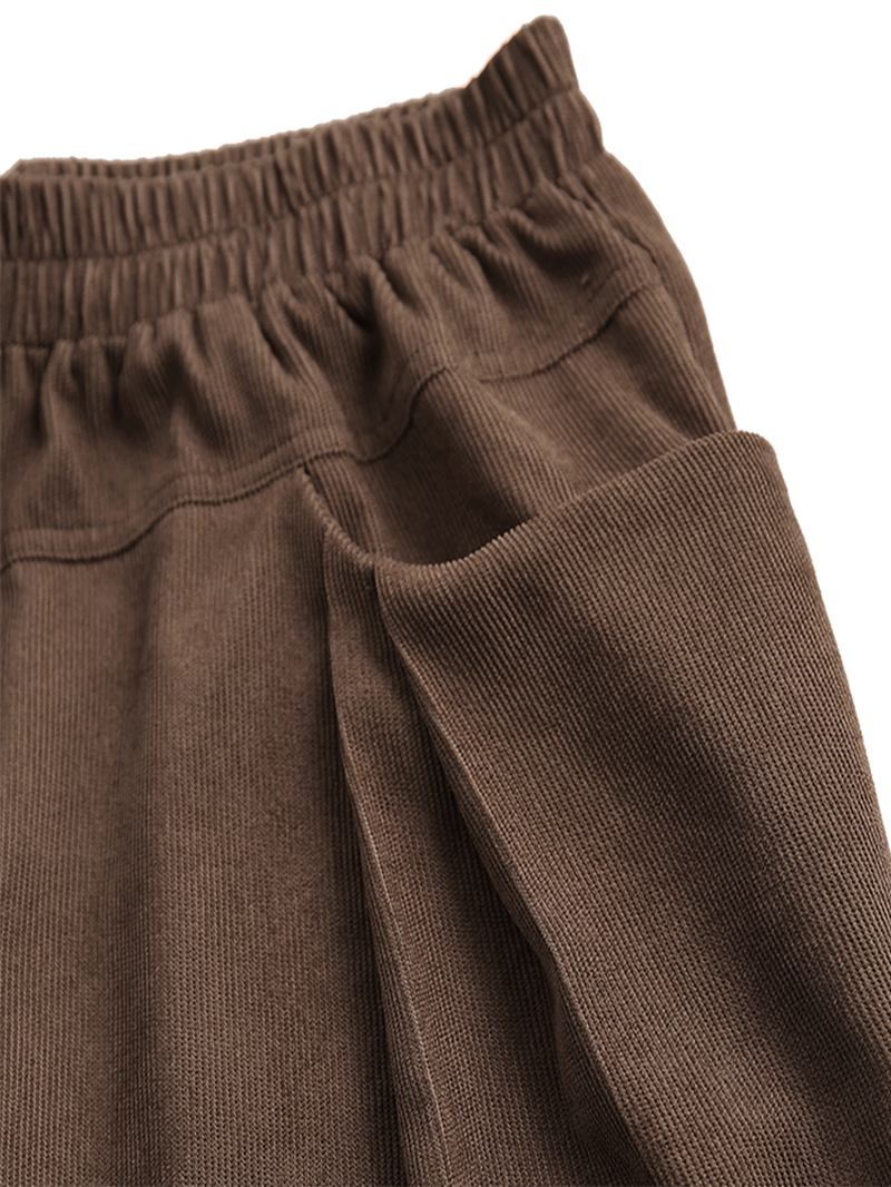 Kvinnor Casual Vintage Corduroy Loose Byxor Med Fickor