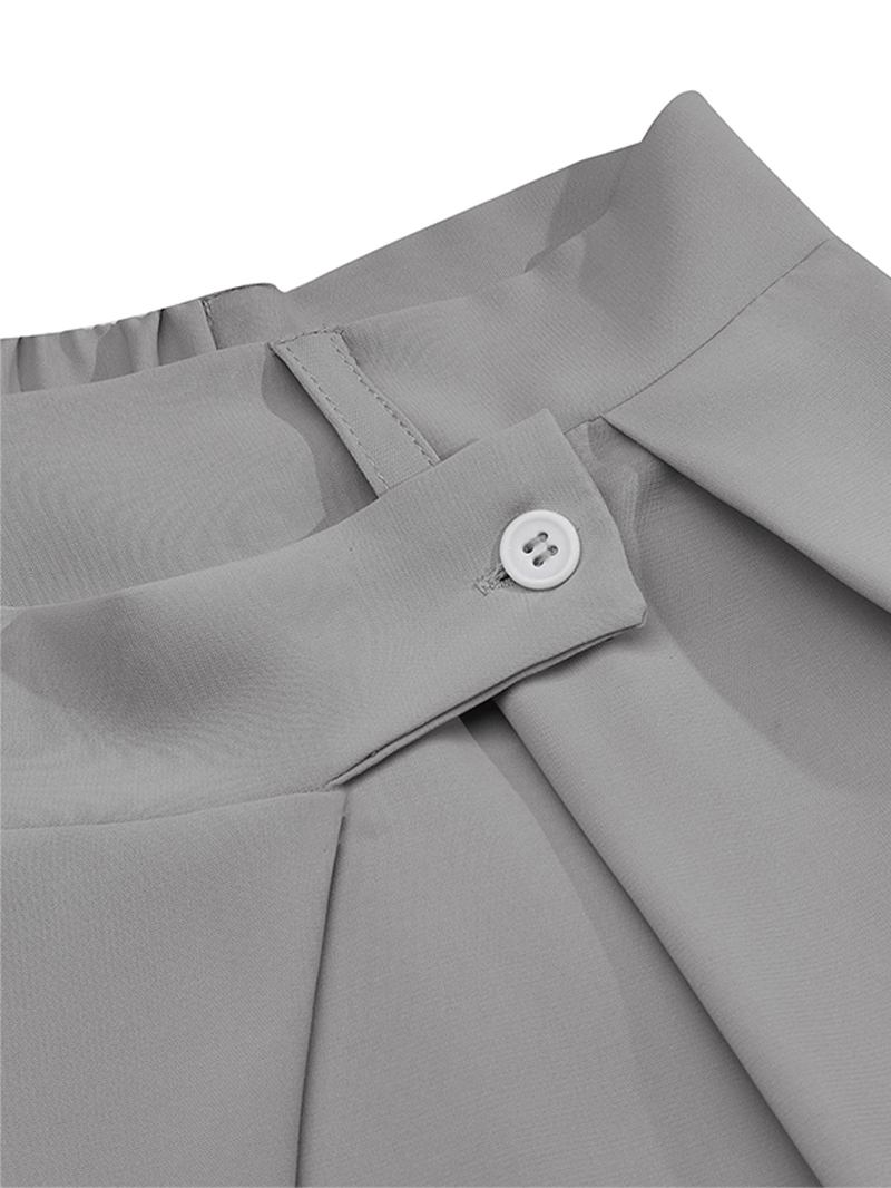 Kvinnor Casual Work Cross Button Design Byxor Med Vida Ben