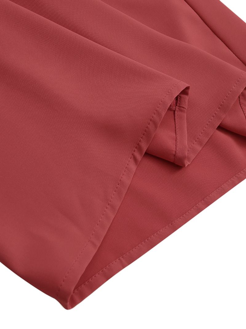 Kvinnor Enfärgad Sidoknapp Elastisk Midja Lös Casual Byxor Med Vida Ben Med Ficka
