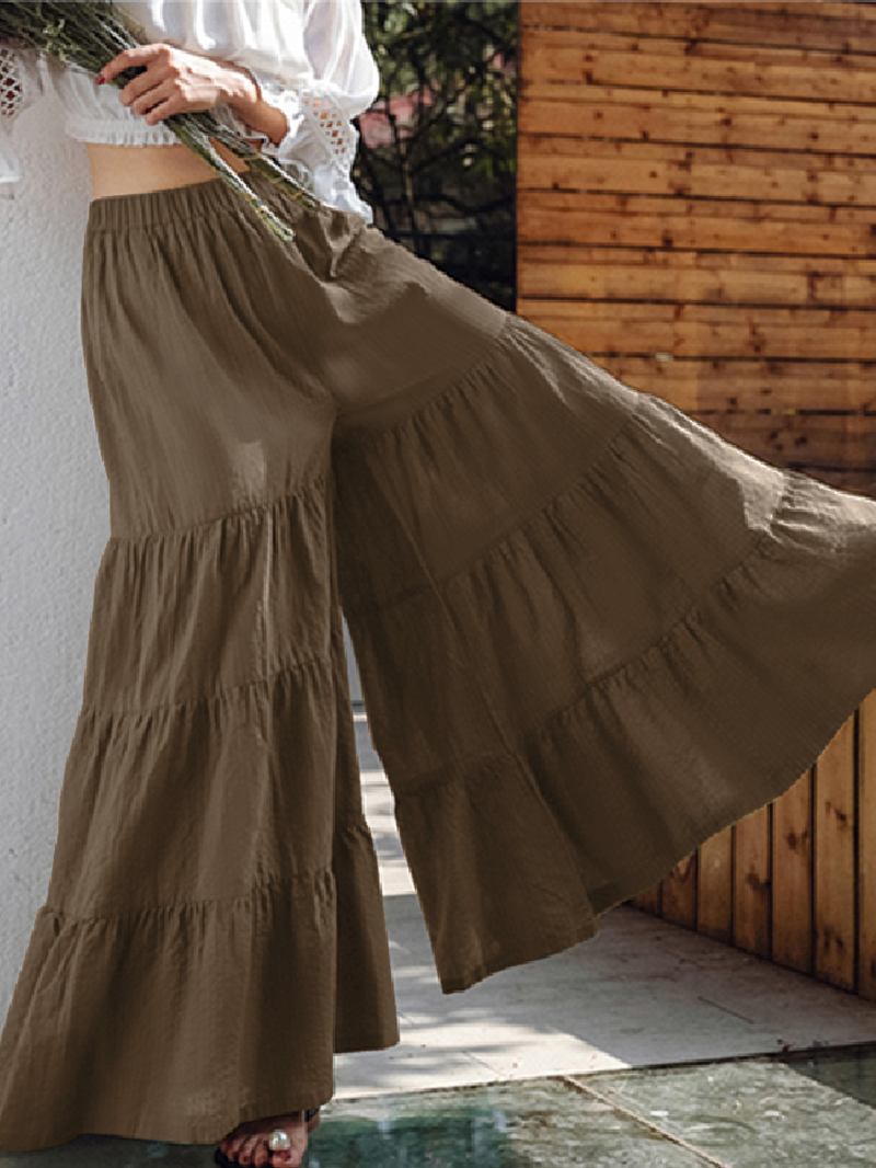 Kvinnor Flare Swing Wide Leg Byxor Casual High Waist Culottes Kjol