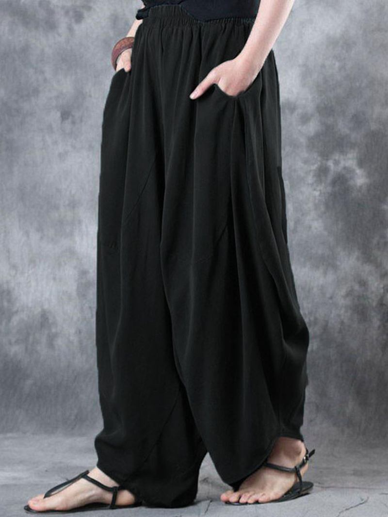 Kvinnor Hög Elastisk Midja Lös Harem Baggy Pant