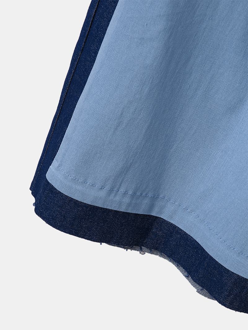 Kvinnor Patchwork Elastisk Midja Casual Byxor Med Vida Ben Med Ficka