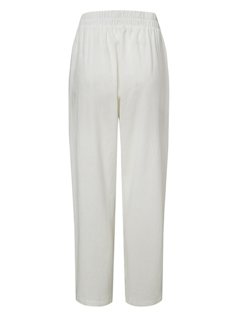 Kvinnors Kort Stil Enfärgad Knappdesign Elastiskt Midjeband Casual Byxor