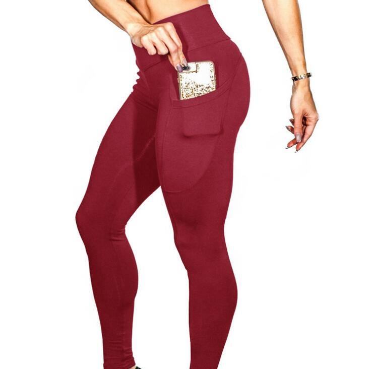 Leggings Med Hög Midja Push Up Fitness Legging Kvinnlig Elastisk Sexiga Bodybuilding Byxor Träning Dam Leggings Med Telefonficka