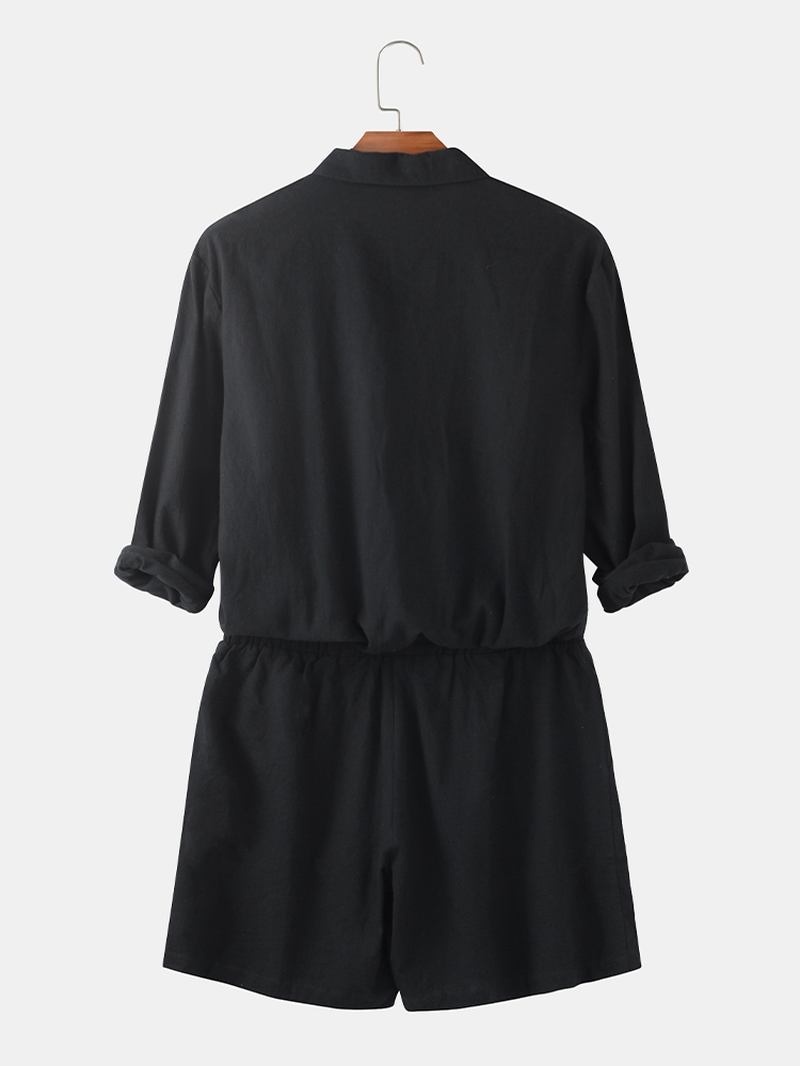 Män Enfärgad Dragsko Korta Jumpsuit Byxor