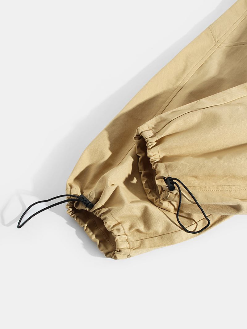 Män Letter Med Tryck Seam Detail Dragsko Manschett Joggerbyxor Med Ficka