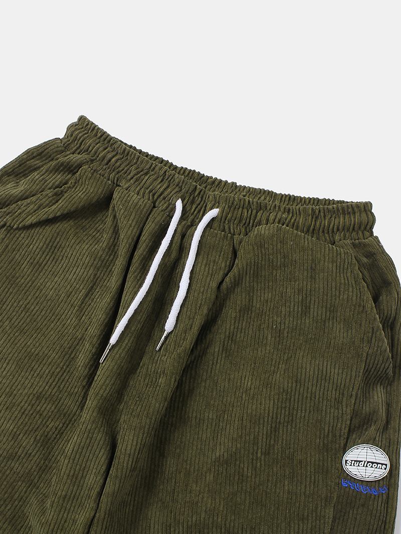 Manchester Bomull Solid Casual Harm Byxor Med Dragsko Med Dragsko