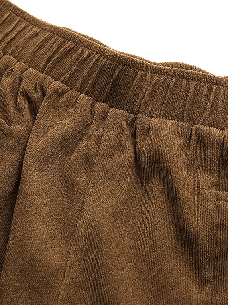 Manchester Elastisk Midja Loose Causal Pocket Byxor