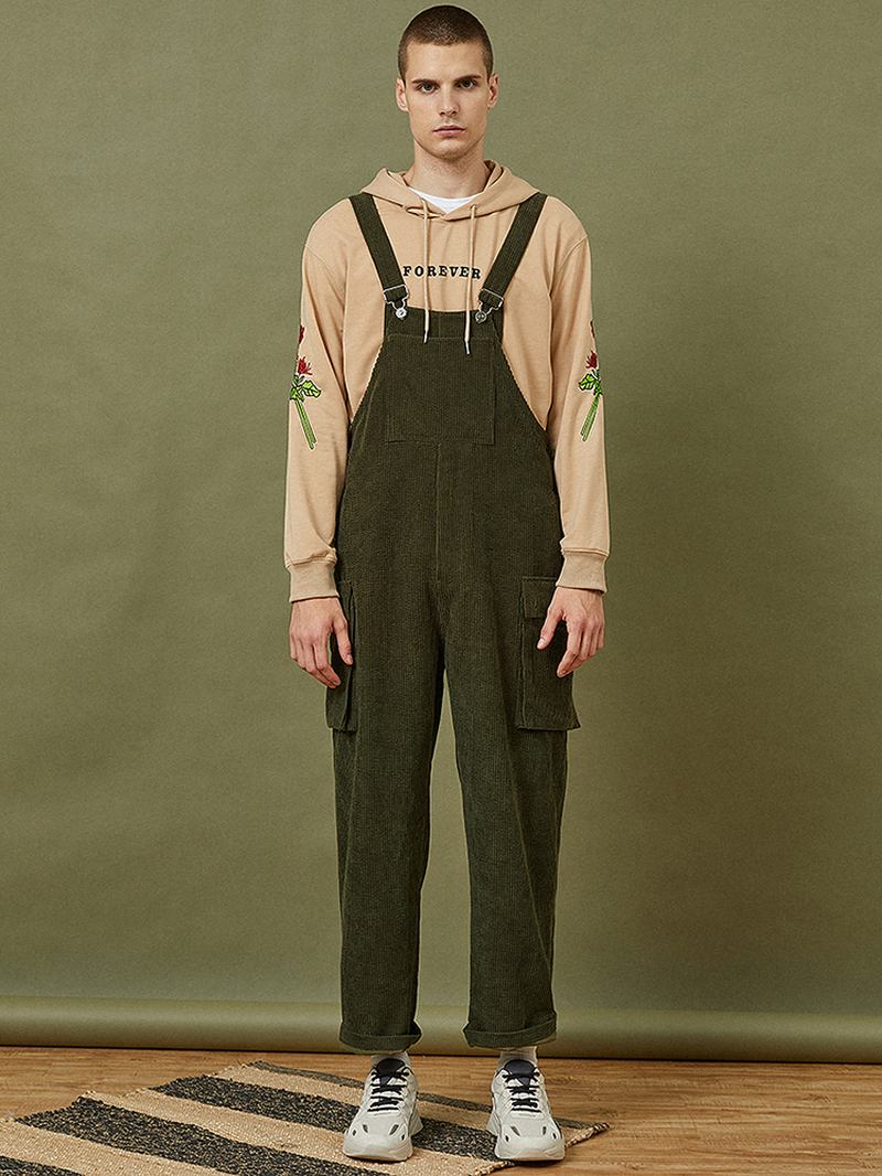 Manchester Enfärgad Sidoficka Ärmlösa Lösa Jumpsuits