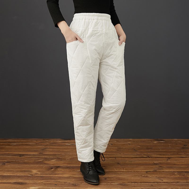 Mode Casual Harem Bomullsbyxor Med Diamantmönster