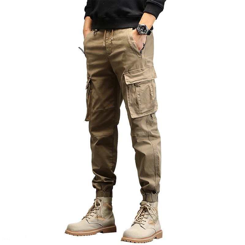 Ny Stil För Män Casual Byxoveraller Med Multi-pocket Bindande Fötter