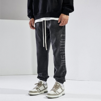 Trendiga Märkes Sidobrevtryckta Casual Byxor Trend